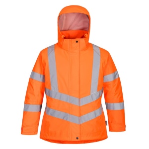 Portwest Womens LW74 High Visibility Orange Winter Waterproof Jacket