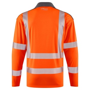 Leo P13 Georgeham Orange Hi-Visibility Performance Sleeved Polo Shirt To ENISO 20471 Class 3 & Railway Group Standard RIS-3279-TOM