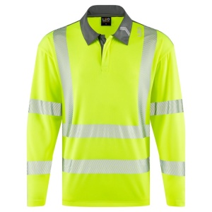 Leo P13 Georgeham Yellow Hi-Visibility Performance Sleeved Polo Shirt To ENISO 20471 Class