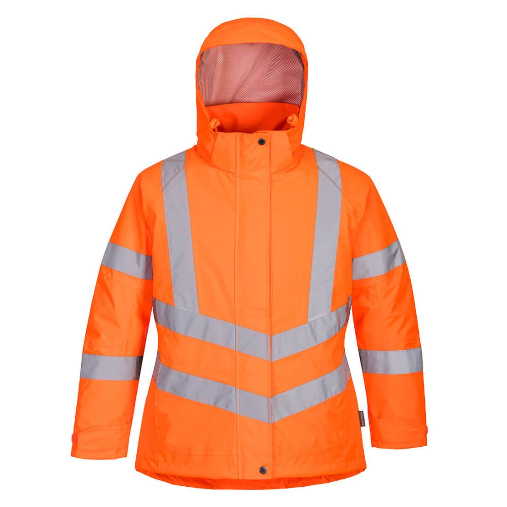 Portwest Womens LW74 High Visibility Orange Winter Waterproof Jacket