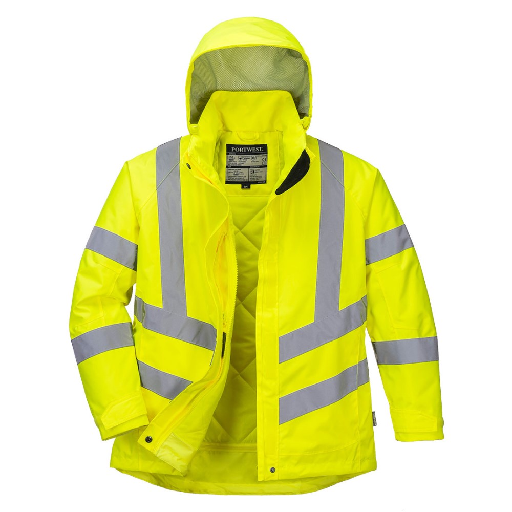 Portwest Womens LW74 High Visibility Yellow Winter Waterproof Jacket