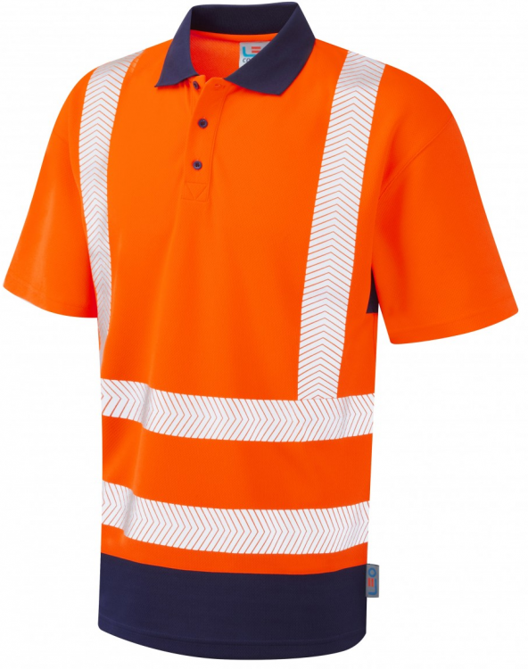 Superior Coolviz Plus High Visibility Orange/Navy Mortehoe Polo Shirt ...