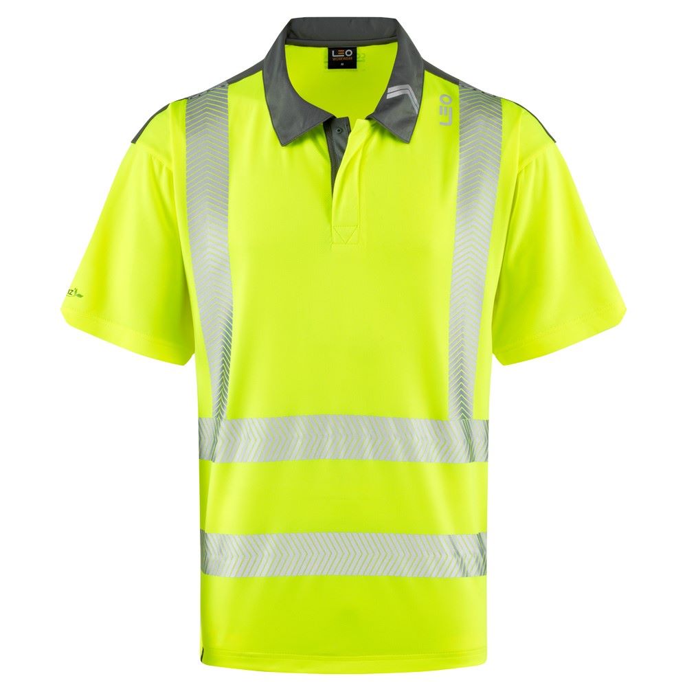 Leo P12 Trimstone Yellow Hi-Visibility Performance Polo Shirt To ENISO 20471 Class 2